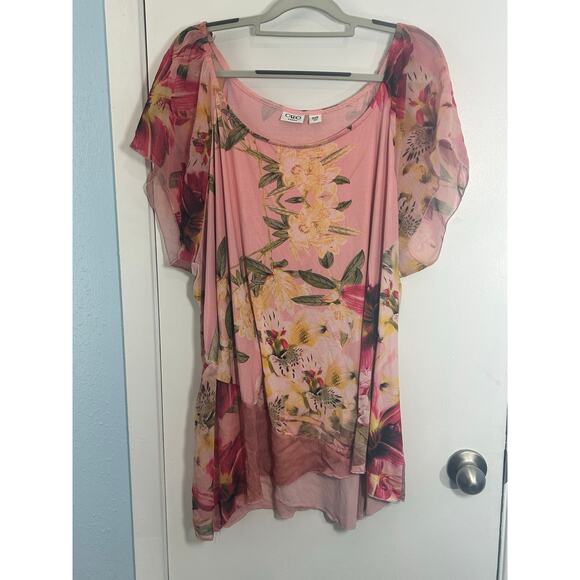 Cato Blouse Size 26/28W Pink Chiffon Fairy Core Romantic Balletcore Spring - Picture 1 of 8